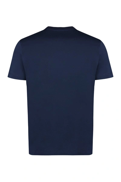Shop Versace Printed Cotton T-shirt In Blue