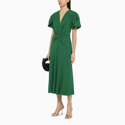 Shop Victoria Beckham Emerald Midi Dress In Blend In Green