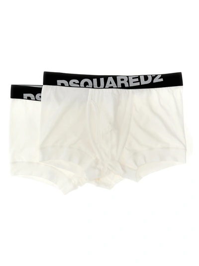 Shop Dsquared2 2-pack Elastic Logo Boxer Shorts Underwear, Body White/black