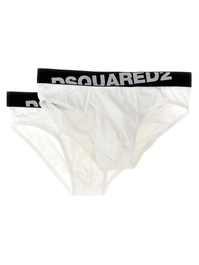 Shop Dsquared2 2-pack Elastic Logo Briefs Underwear, Body White/black