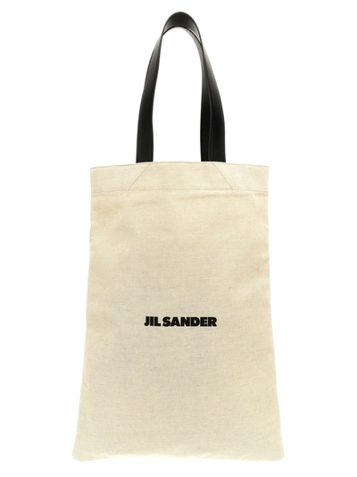 Shop Jil Sander Flat Shopper Tote Bag White/black