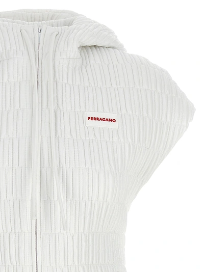 Shop Ferragamo Hooded Vest Gilet White