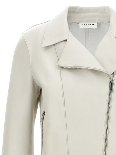 Shop P.a.r.o.s.h Leather Jacket Casual Jackets, Parka White