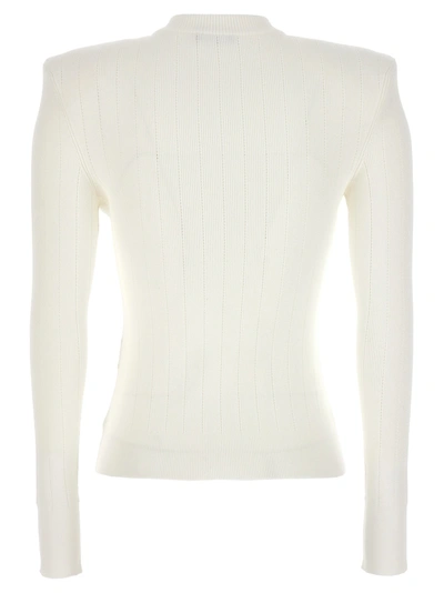 Shop Balmain Logo Button Sweater Sweater, Cardigans White