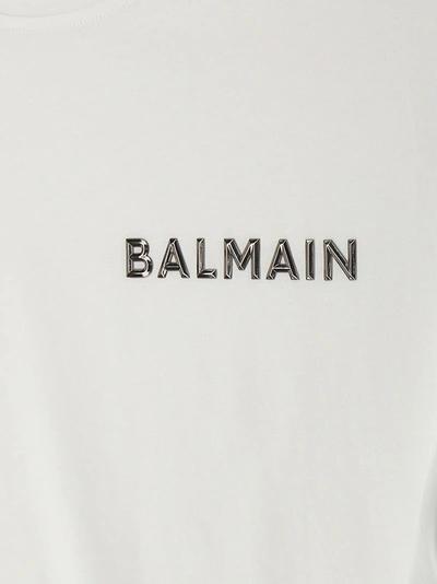 Shop Balmain Logo Cropped T-shirt White