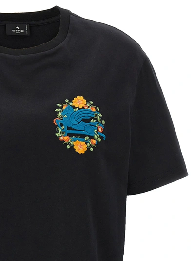 Shop Etro Logo Embroidery T-shirt Black