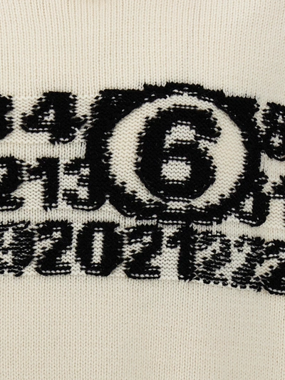 Shop Mm6 Maison Margiela Numeric Signature Sweater, Cardigans White