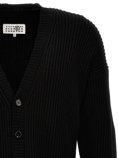 Shop Mm6 Maison Margiela Used Effect Cardigan Sweater, Cardigans Black