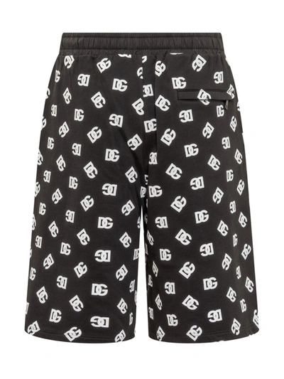 Shop Dolce & Gabbana Jogging Shorts Dg Monogram In Black