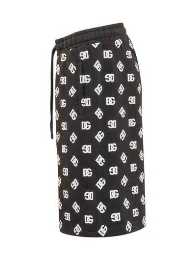 Shop Dolce & Gabbana Jogging Shorts Dg Monogram In Black