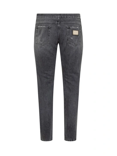 Shop Dolce & Gabbana Denim Jeans With Abrasions In Black
