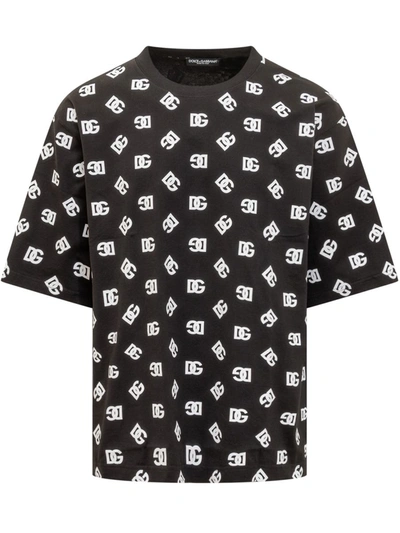 Shop Dolce & Gabbana Dg Monogram T-shirt In Black