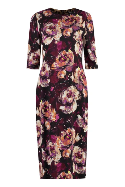 Shop Dolce & Gabbana Printed Cady Dress In Multicolor