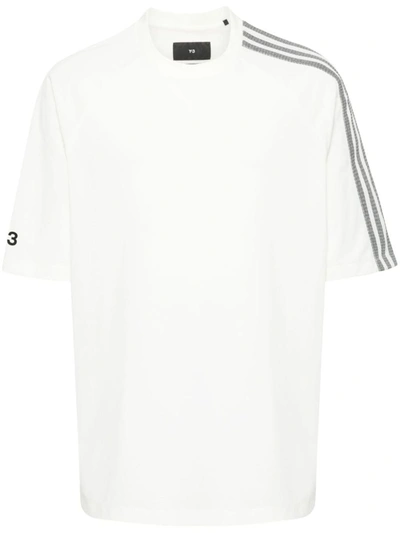 Shop Y-3 Adidas  3-stripes T-shirt In Ivory