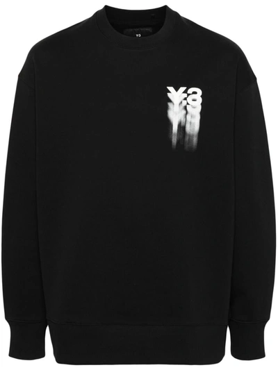 Shop Y-3 Adidas  Graphic Crewneck Sweatshirt In Black
