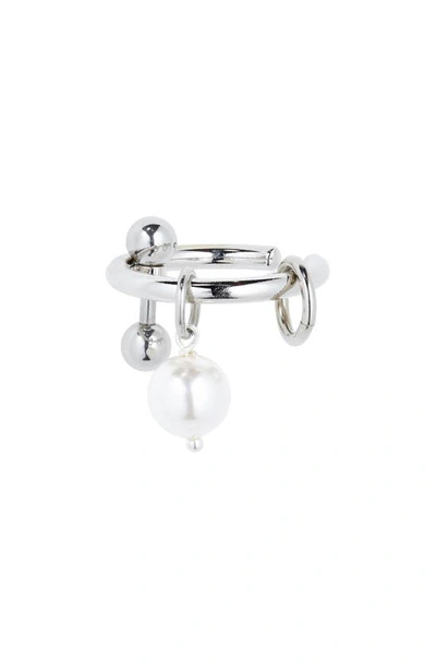 Shop Justine Clenquet Besty Mixed Charms Ear Cuff In Palladium