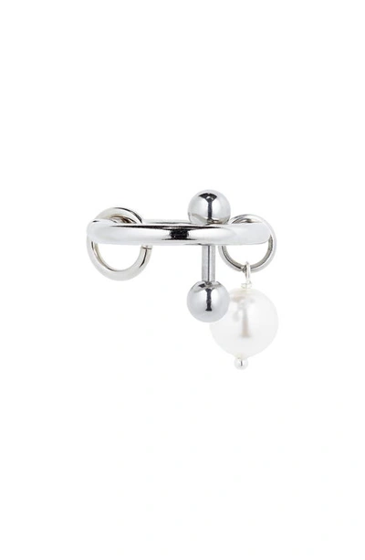 Shop Justine Clenquet Besty Mixed Charms Ear Cuff In Palladium