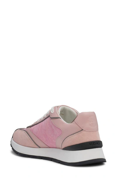 Shop Versace Logo Jacquard Low Top Sneaker In Pink/ White