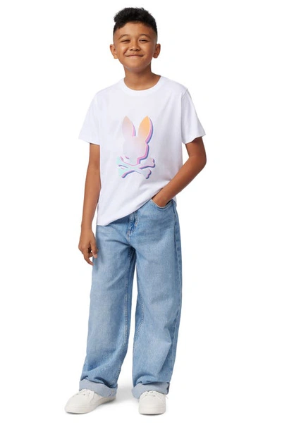 Shop Psycho Bunny Kids' Palm Springs Cotton Graphic T-shirt In White