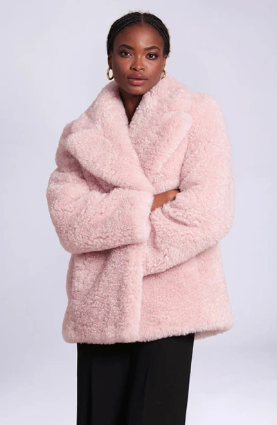 Shop Avec Les Filles Notched Collar Faux Fur Coat In Pink