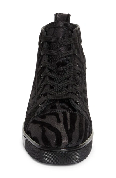 Shop Christian Louboutin Louis Orlato Velvet Jacquard High Top Sneaker In Bk01 Black