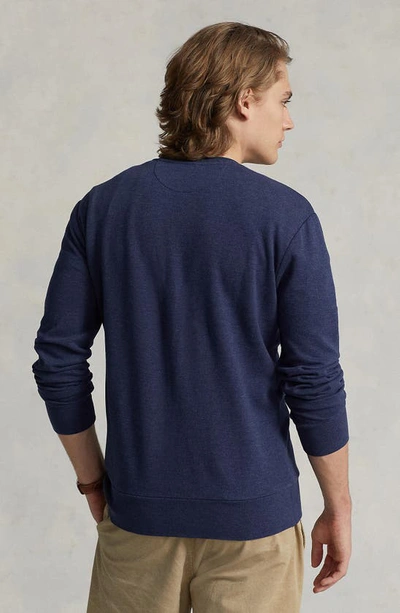 Shop Polo Ralph Lauren Knit Crewneck Sweatshirt In Spring Navy Heather/ C9949