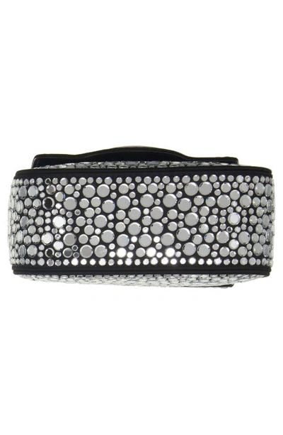 Shop Versace Mini La Medusa Crystal Embellished Satin Top Handle Bag In Black/ Crystal/ Palladium