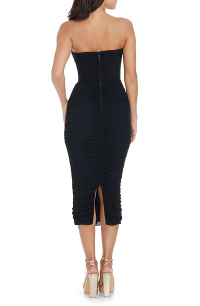 Dress The Population Heather Center Ruched Strapless Body-con Dress In Black