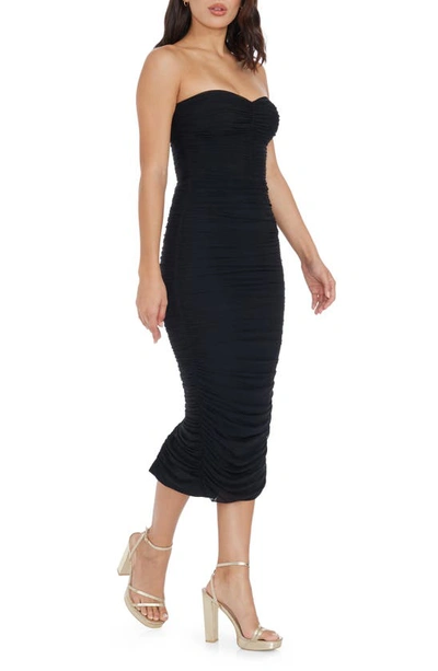 Shop Dress The Population Heather Center Ruched Strapless Body-con Dress In Black