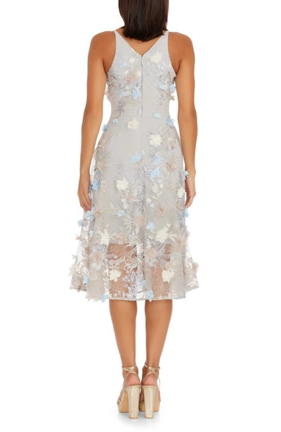 Shop Dress The Population Audrey Embroidered Fit & Flare Dress In Dove Multi