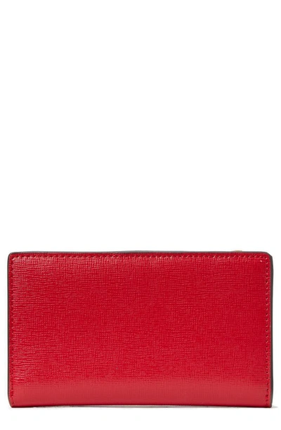 Shop Kate Spade Morgan Bow Small Slim Leather Bifold Wallet In Perfect Cherry