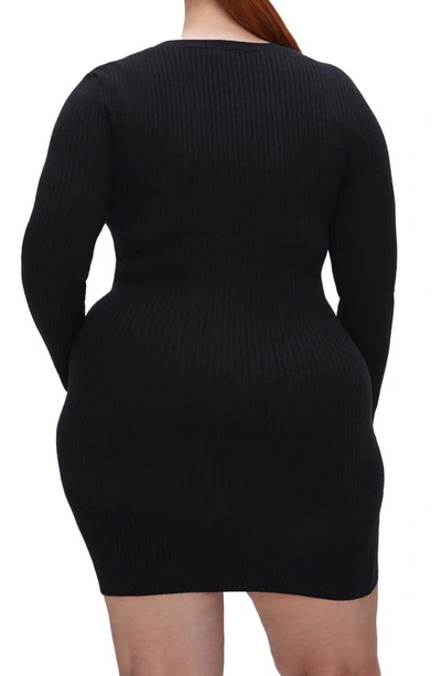 Shop Good American Cozy Rib Long Sleeve Minidress In Black001