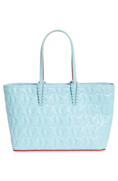 Shop Christian Louboutin Small Cabat Embossed Leather Tote In V169 Mineral/ Mineral