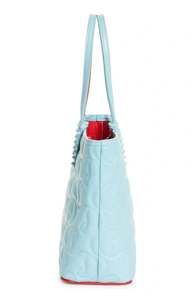 Shop Christian Louboutin Small Cabat Embossed Leather Tote In V169 Mineral/ Mineral
