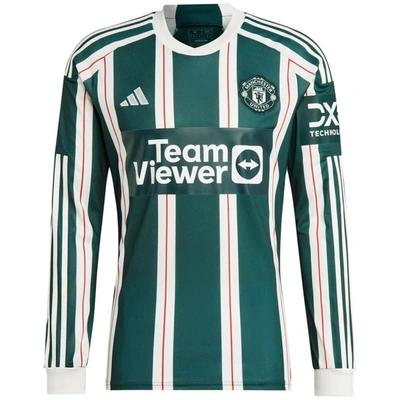 Shop Adidas Originals Adidas  Green Manchester United 2023/24 Away Long Sleeve Replica Jersey