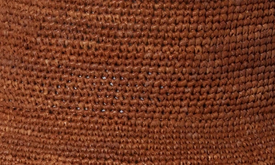Shop Janessa Leone Felix Crochet Raffia Bucket Hat In Chestnut