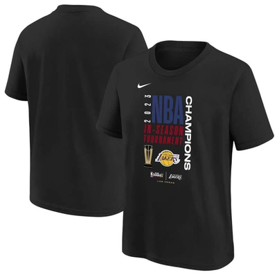 Shop Nike Youth   Black Los Angeles Lakers 2023 Nba In-season Tournament Champions Locker Room T-shirt