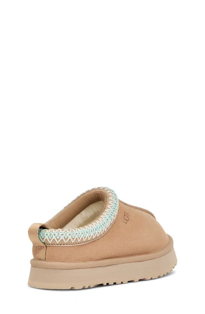Ugg Beige Kids' Tazz Braided-trim Suede And Shearling Slippers In Sand