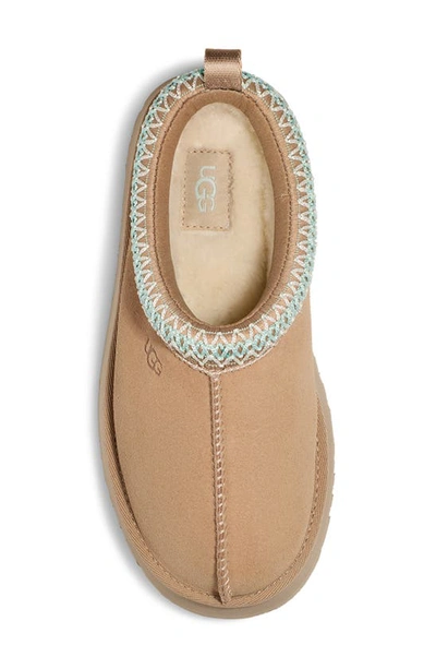 Ugg Beige Kids' Tazz Braided-trim Suede And Shearling Slippers In Sand