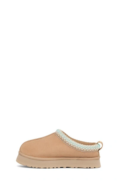 Ugg Beige Kids' Tazz Braided-trim Suede And Shearling Slippers In Sand