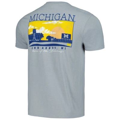 Shop Image One Gray Michigan Wolverines Campus Scene Comfort Colors T-shirt