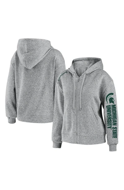 Shop Wear By Erin Andrews University Fleece Full Zip Hoodie In Michigan State University