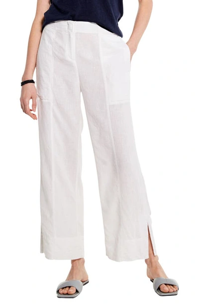 Shop Nic + Zoe Nic+zoe Rumba Park Slit Hem Linen Blend Wide Leg Pants In Paper White