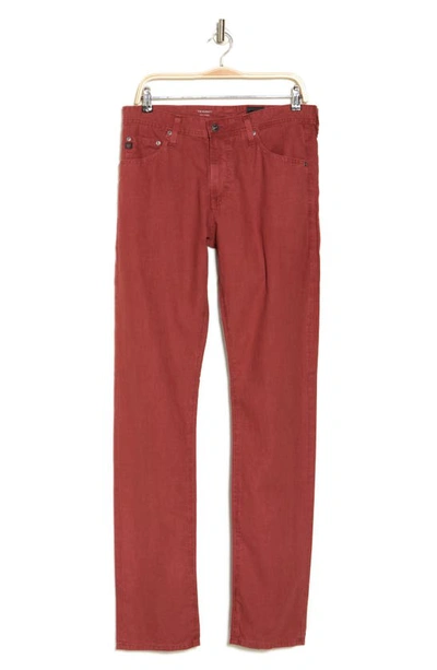 Shop Ag Everett Linen & Cotton Pants In Sulfur Mahogany Red