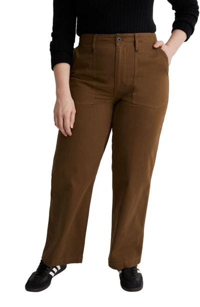 Shop Madewell The Perfect Utility Edition Wide Leg Pants In Golden Spinach