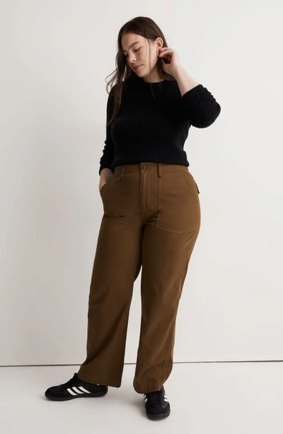 Shop Madewell The Perfect Utility Edition Wide Leg Pants In Golden Spinach