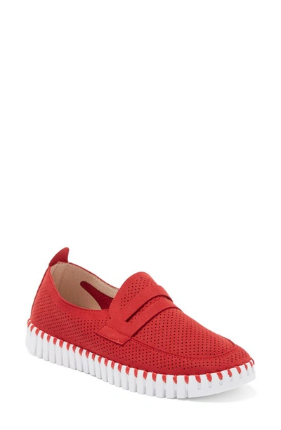 Shop Ilse Jacobsen Tulipu Penny Loafer In Deep Red