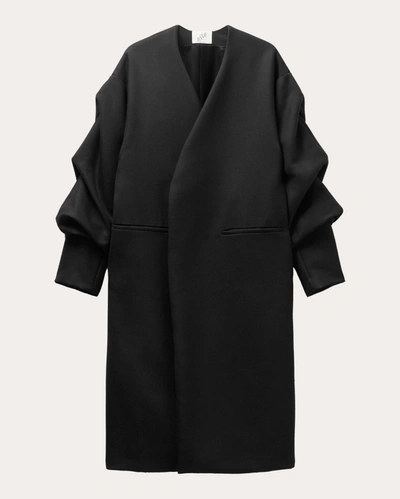 Shop Bite Studios Women's Crinkled Sleeve Coat In Black