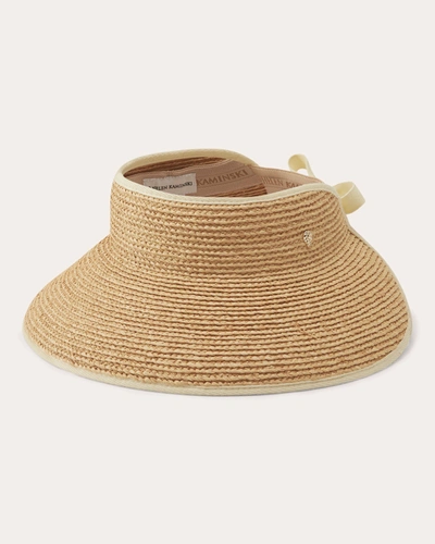 Shop Helen Kaminski Women's Mita Raffia Visor In Natural/sand