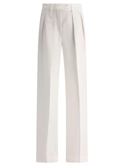 Shop Brunello Cucinelli Wide Tailored Trousers In White